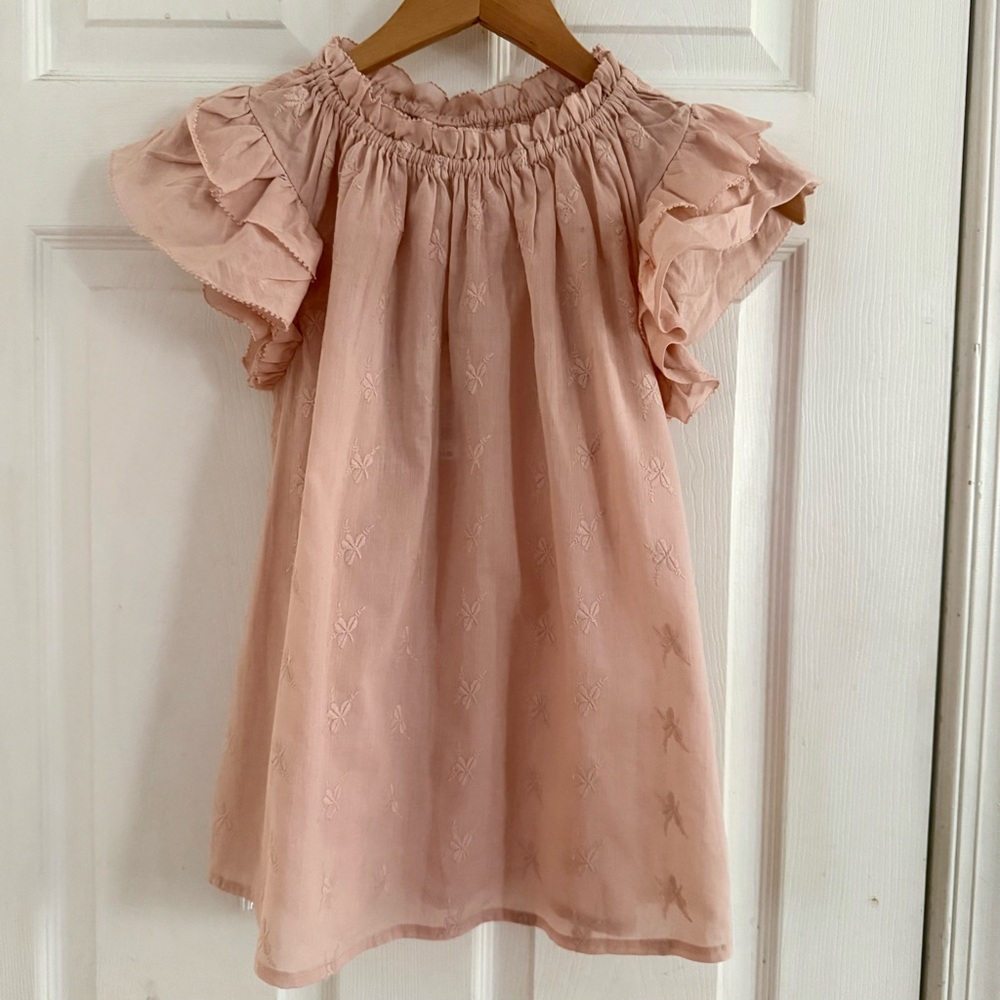 NWT Blush Pink Short Flutter-Sleeve Floral Embroidered Blouse -Womens Size S Top - Picture 3 of 5